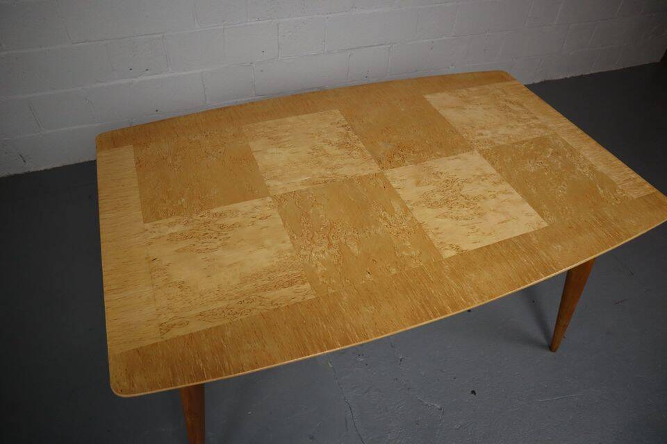 Vintage Scandinavian dining table made of Karelian birch