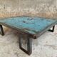 Table basse industrielle acier azur 90 x 110 cm