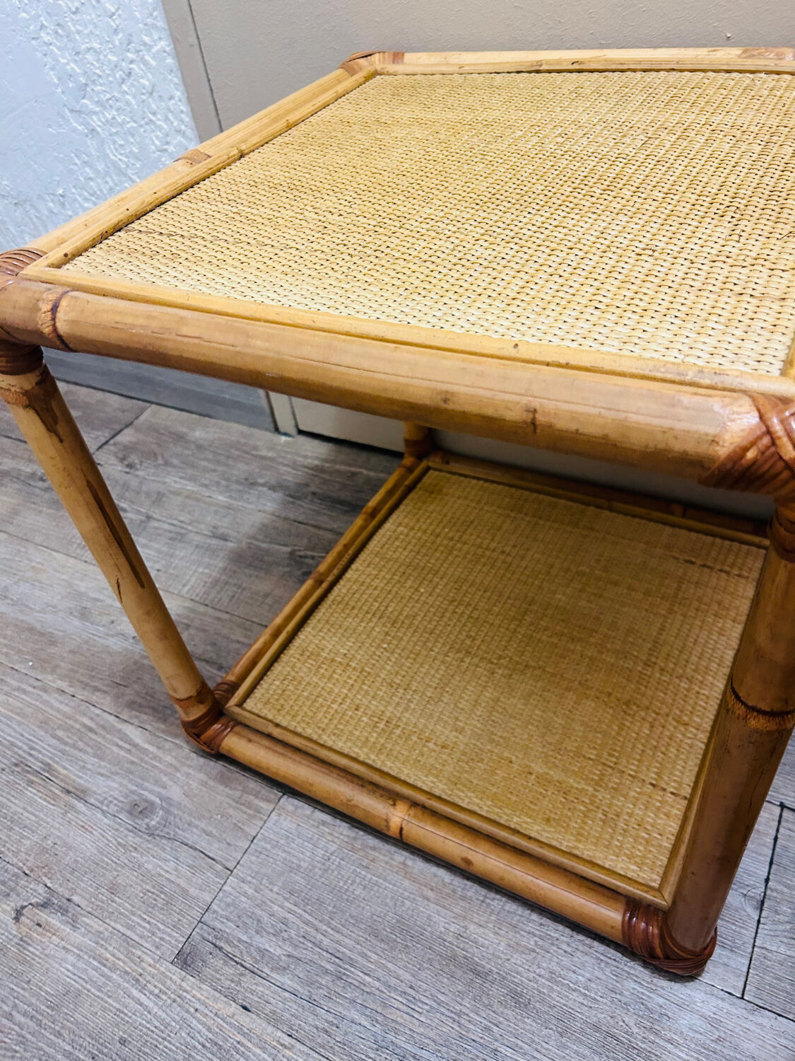 Set of two rattan bedside or side tables