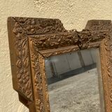 Miroir ancien bois doré sculpté format à suspendre