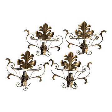 Set of gold wall lights