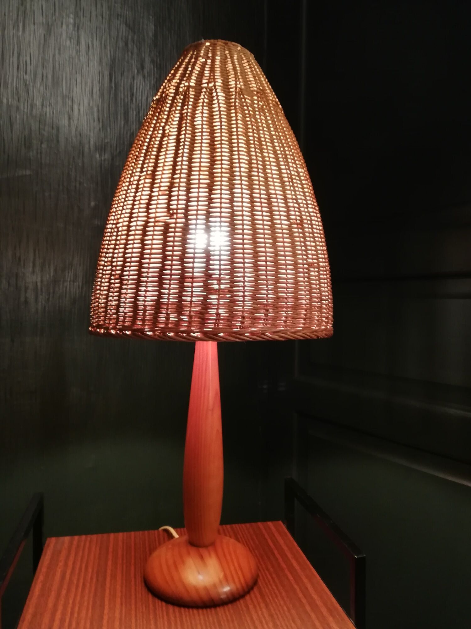 Lamp foot fungus wood Lampshade rattan wicker Scandinavian style
