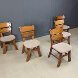 Vintage brutalist dining chairs, set of 5 - 1960s
