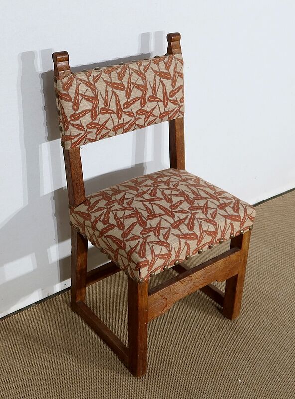 Suite of 4 oak chairs, monastic taste – early twentieth