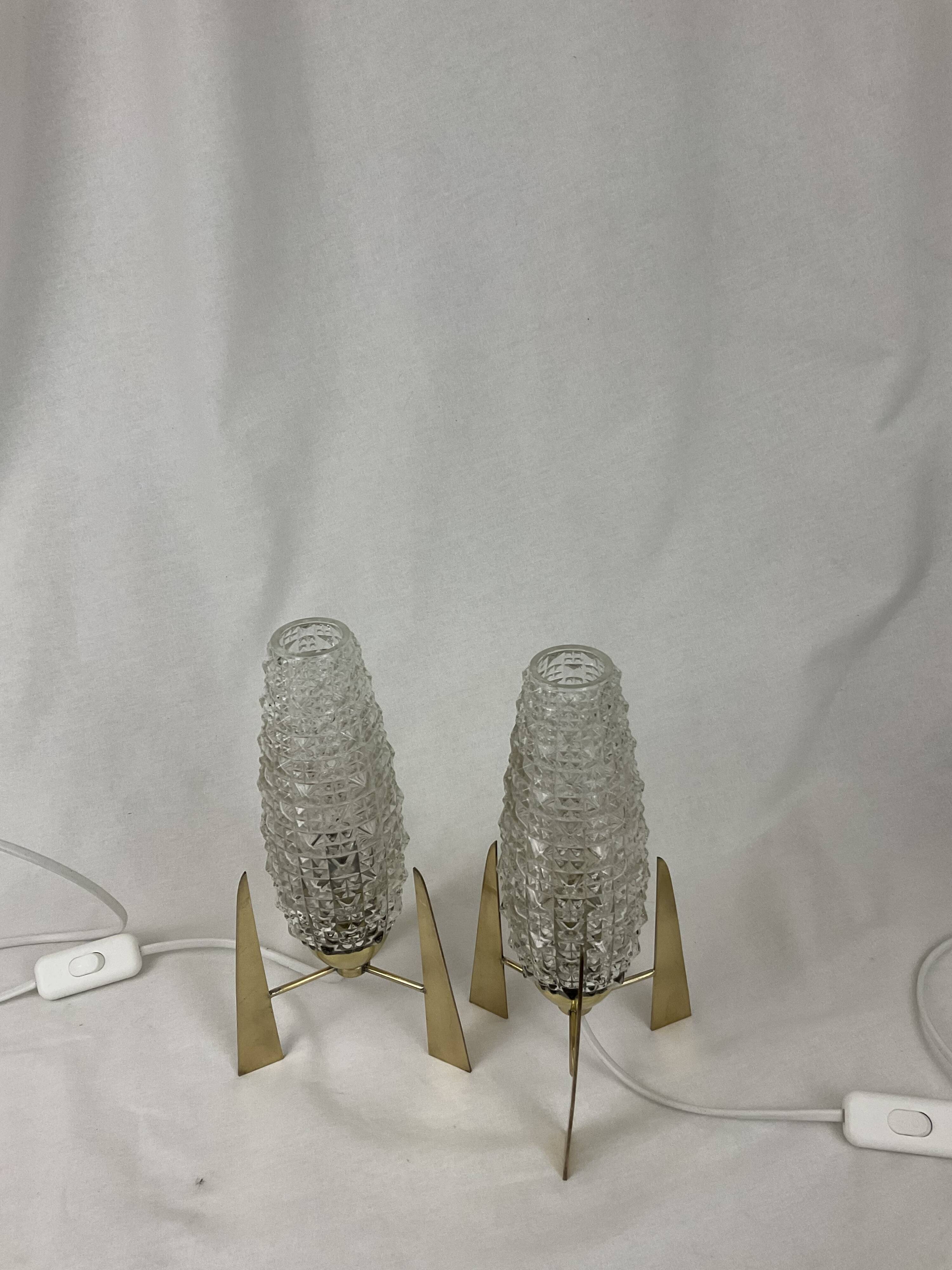 Pair of French mid century bedside lamps style from the 1950s 1960s Space age