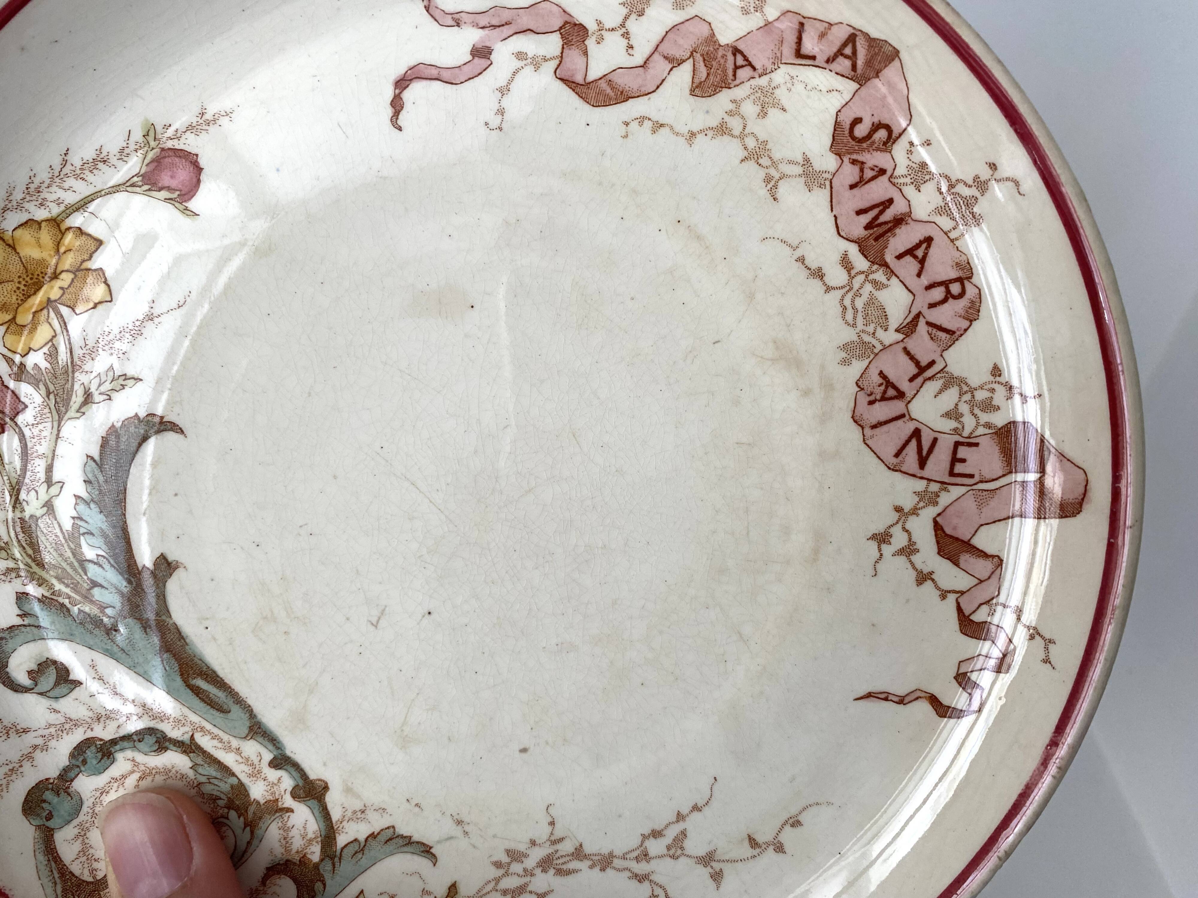 Set of 9 dessert plates "A la Samaritaine" K&G Lunéville 1900, art nouveau service