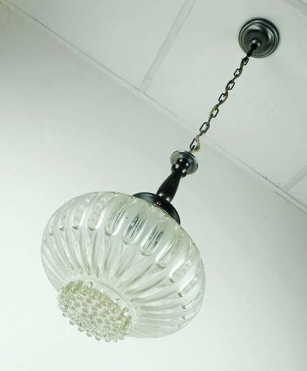 Mid century pendant light bubble glass satin glass 1960s