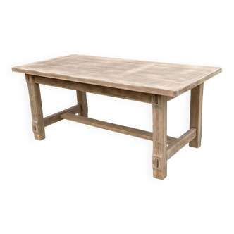 Table de ferme extensible rénovée en chêne brut 255cm