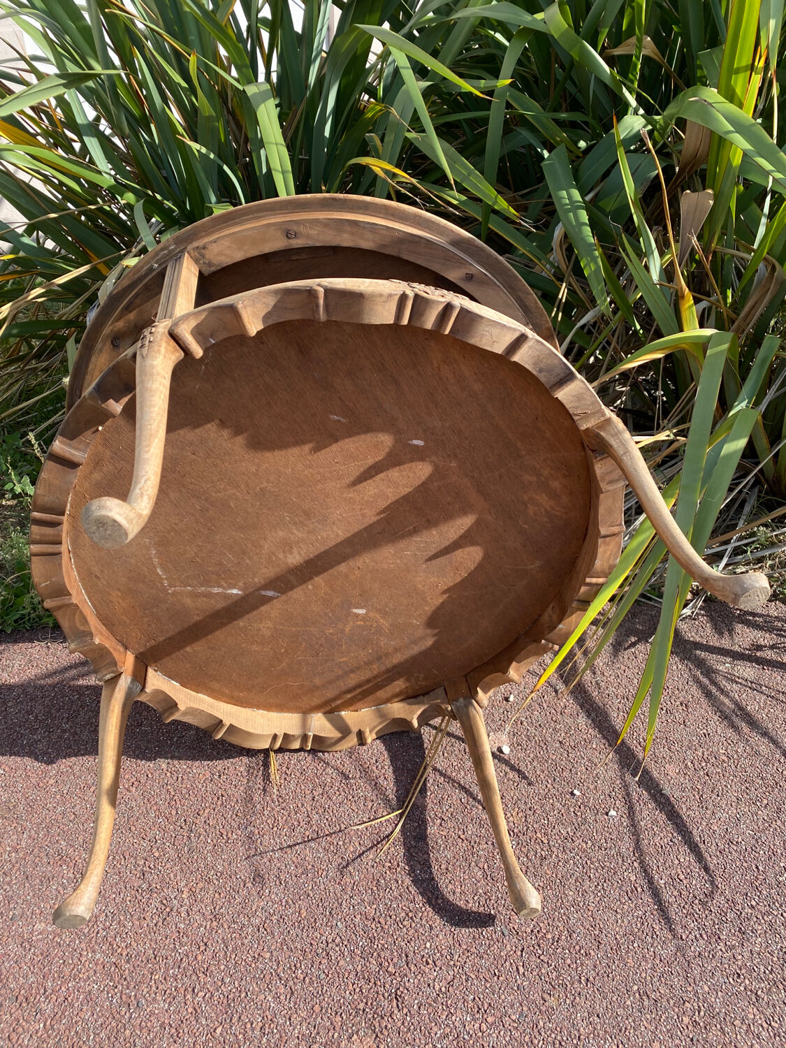 Antique chippendale style sandblasted wood coffee table