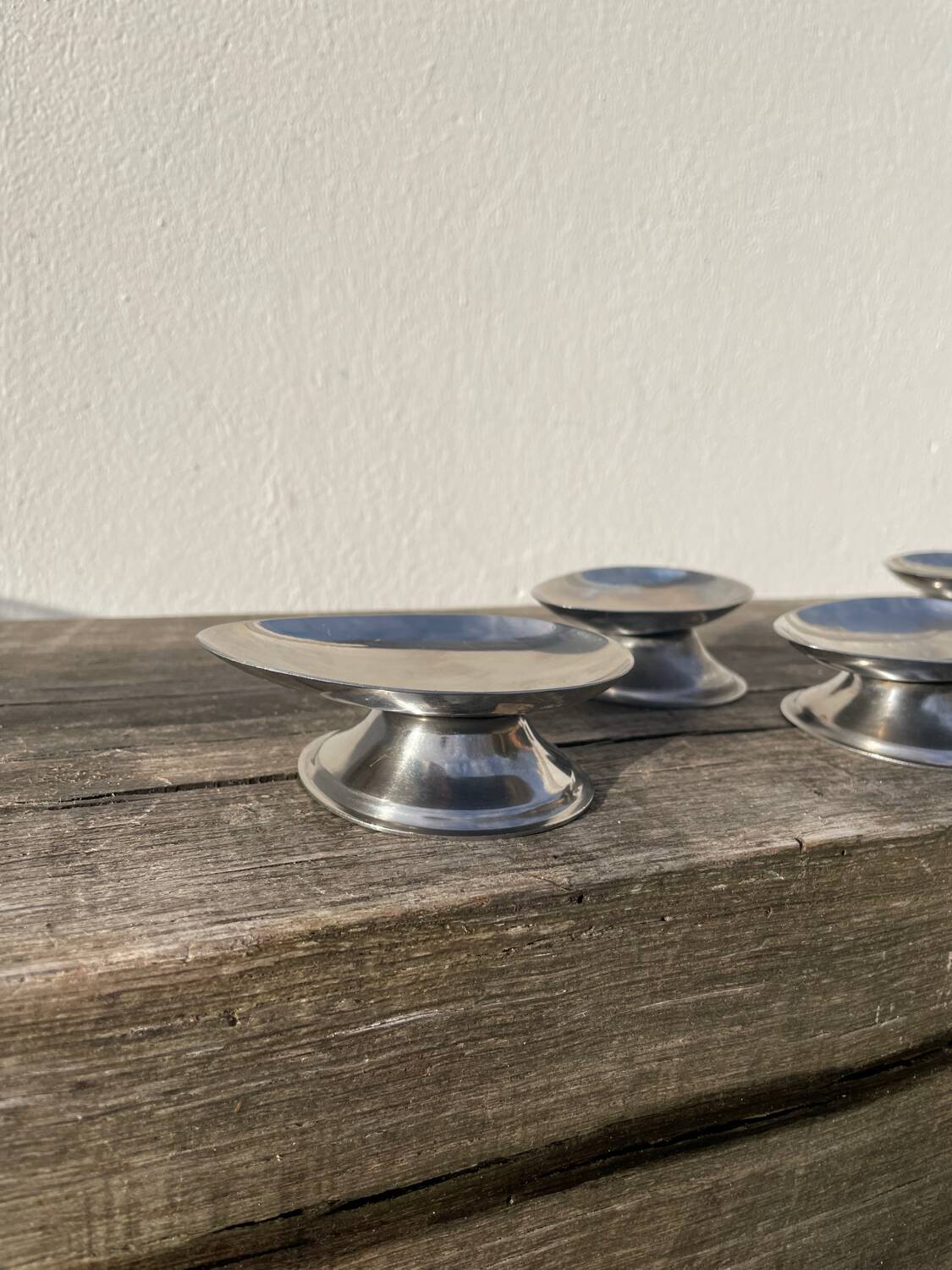 5 stainless steel cups 1970