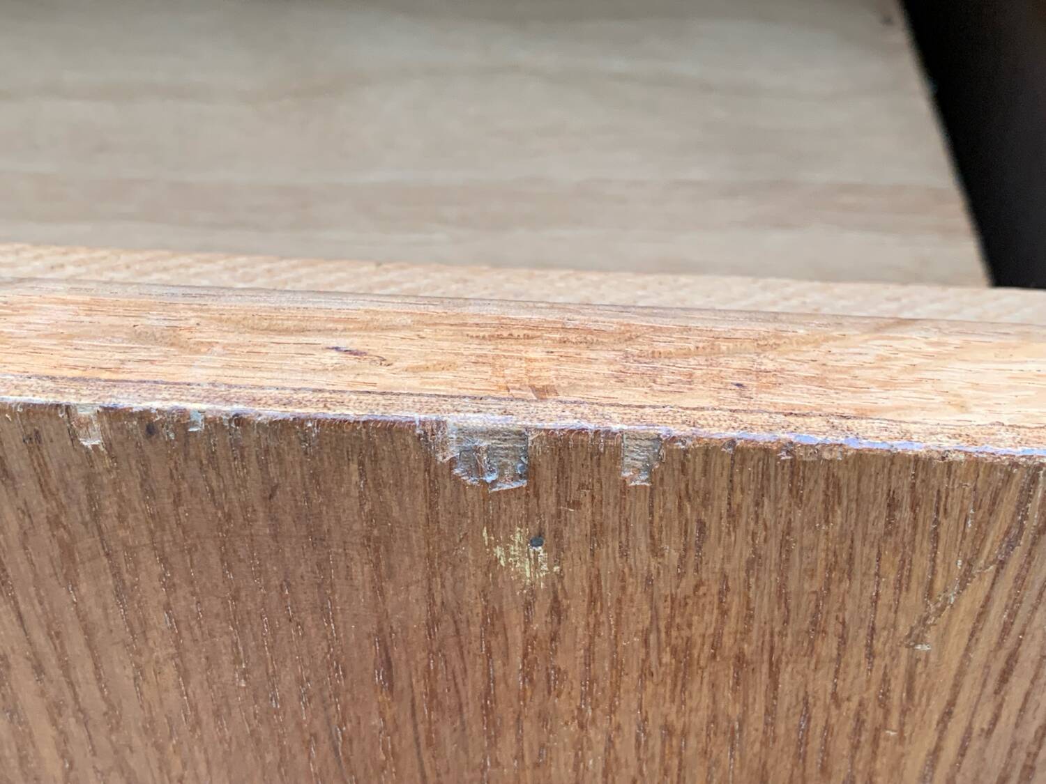 Vintage chest of drawers with compass feet, oak, original patina, 1950s