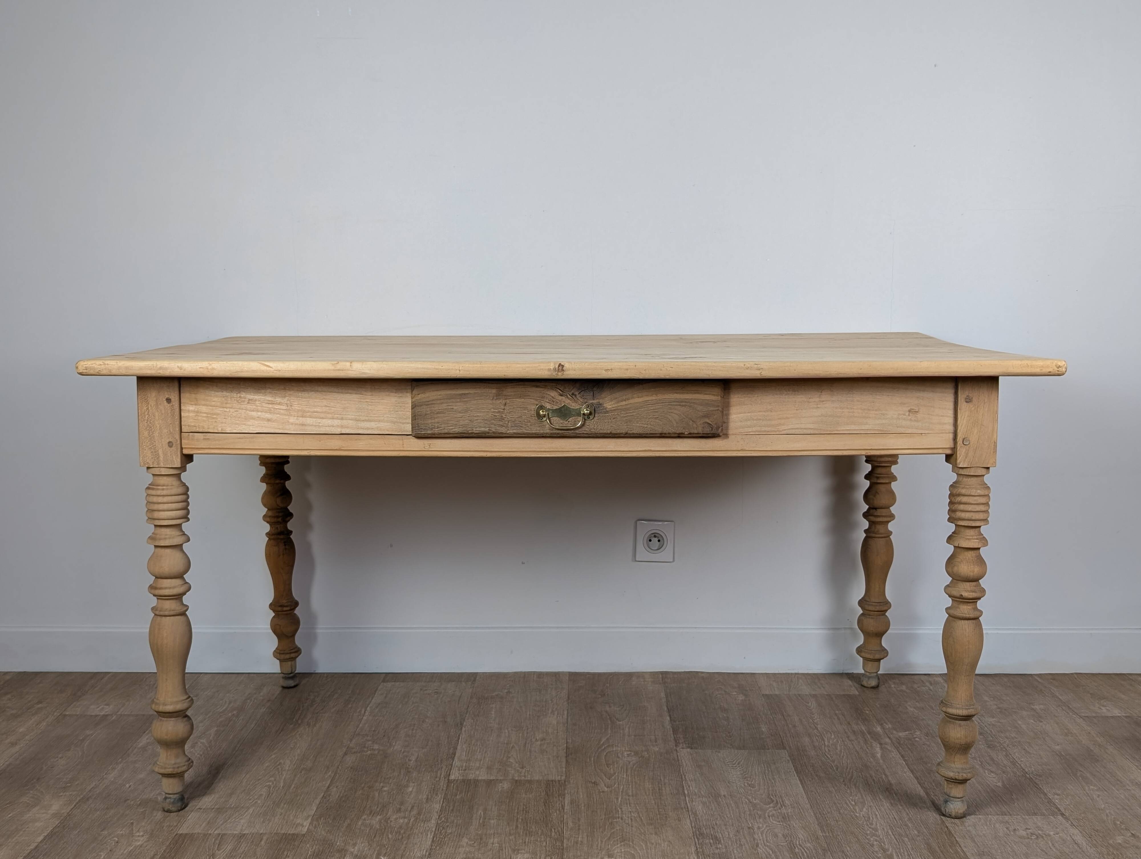 Raw wood farmhouse table