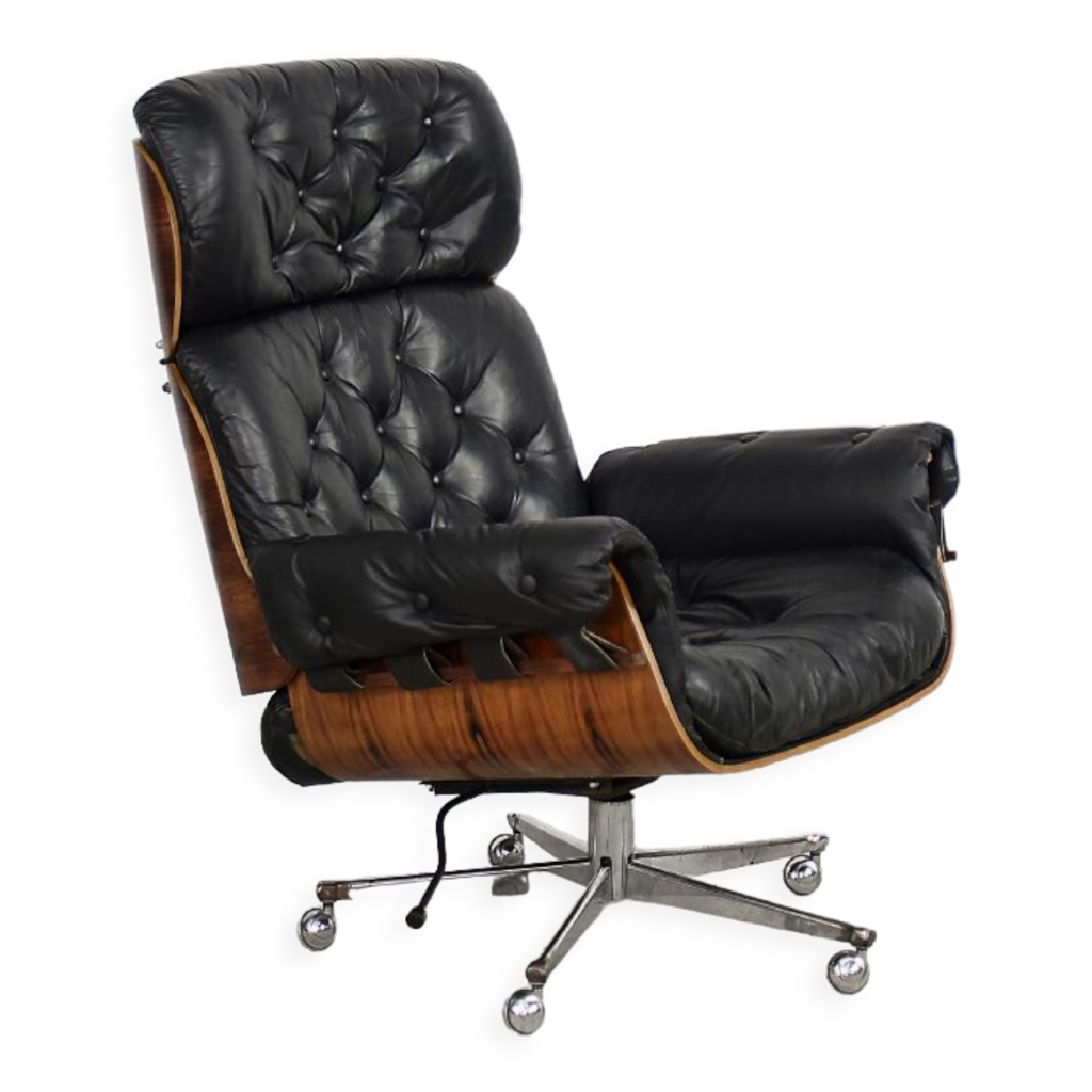 Swiss Modern Leather Bent Wood Lounge Chair from Stoll Giroflex