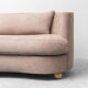 Vintage curved sofa in brown fabric – Italian design from the 1970s modernism