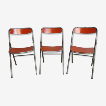 Set 3 folding chairs "souvignet year 60