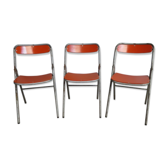 Set 3 folding chairs "souvignet year 60