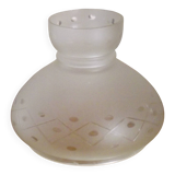 French Vintage White Opaque Glass Lantern Style Patterned Replacement Shade