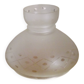 French Vintage White Opaque Glass Lantern Style Patterned Replacement Shade