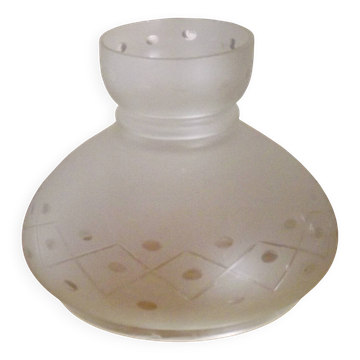Replacement lampshade in opaque white glass in vintage French lantern style.