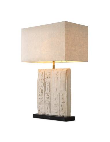 Pair of table lamps in sandstone and brushed brass