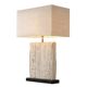 Pair of table lamps in sandstone and brushed brass
