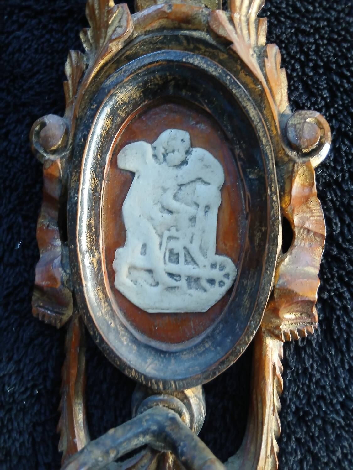 Antique Italian Firenze medallion wooden wall lights
