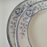 Trio d’assiettes anglaises en faïence fine bleue et blanche, début 20ème