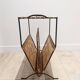 Wicker and metal side table magazine rack
