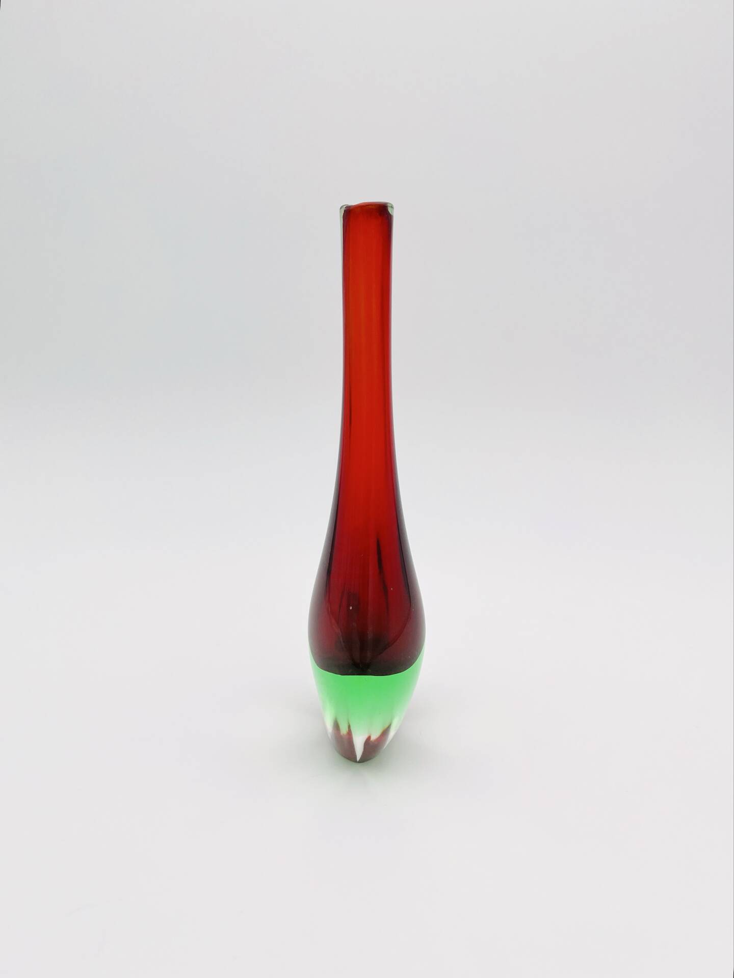 Murano Soliflore Vase - Flavio Poli - Sommerso Red Green 19cm
