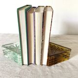 Pair of art deco glass bookends