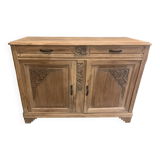 Art Deco raw wood sideboard in solid walnut