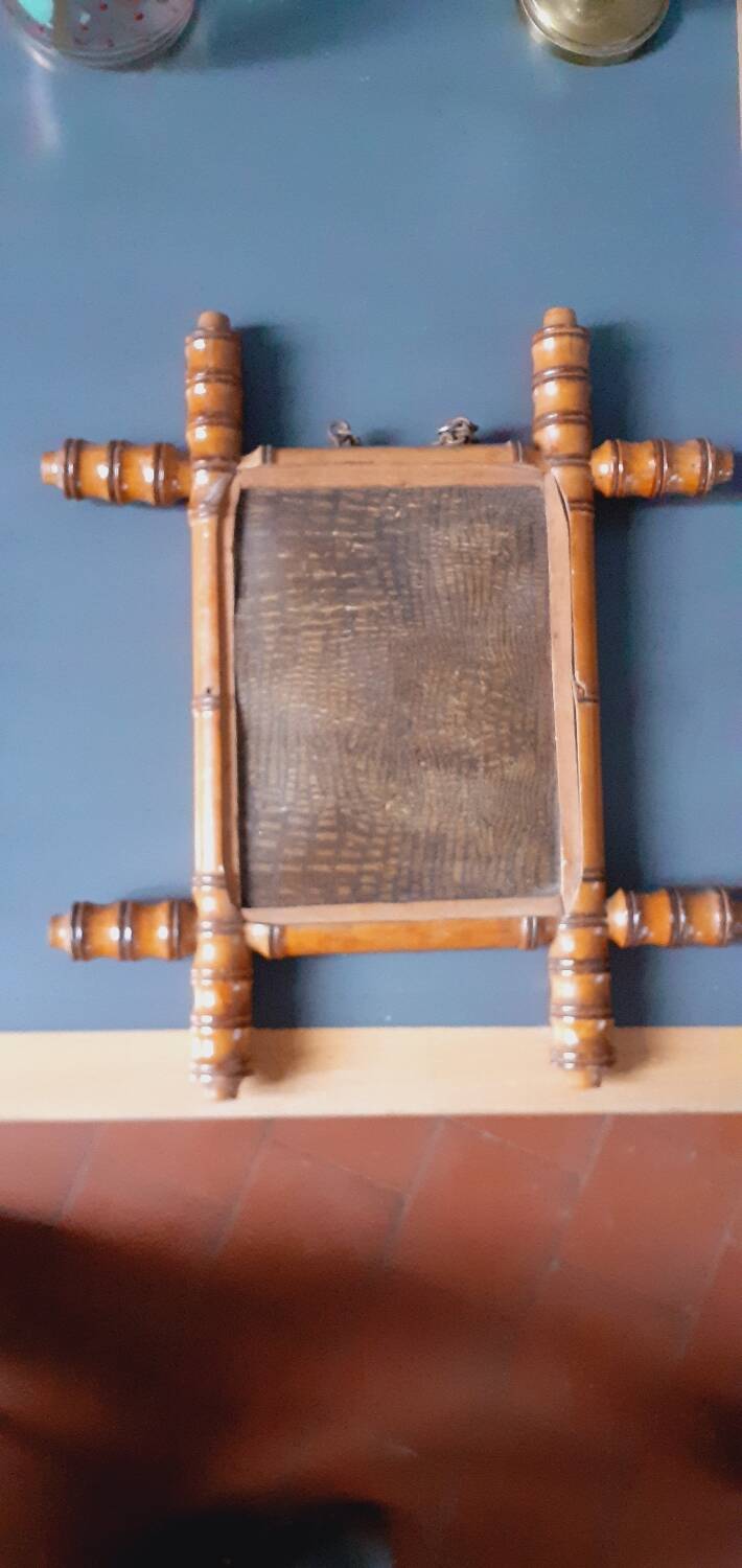 Late 19th century mirror circa 1900 in beech, bamboo shape