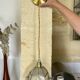 Italian lampshade applique from the 1970s in mother-of-pearl and gilded brass.