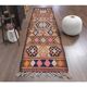 1970s Vintage Turkish Hand-Knotted Wool Cotton Brown Runner Rug 91x355