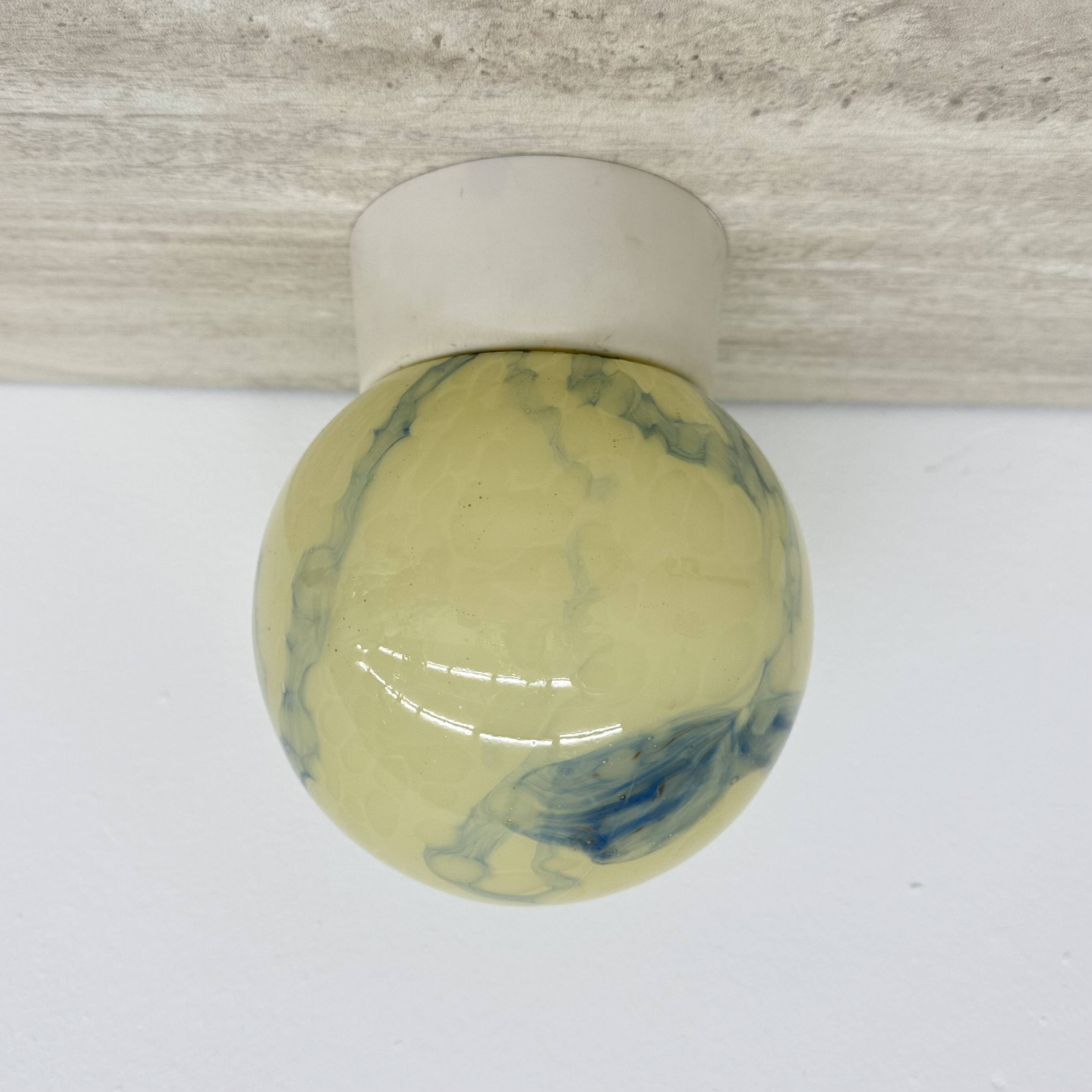 Thabur art deco marbled glass ceiling lamp , 1930s the Netherlands