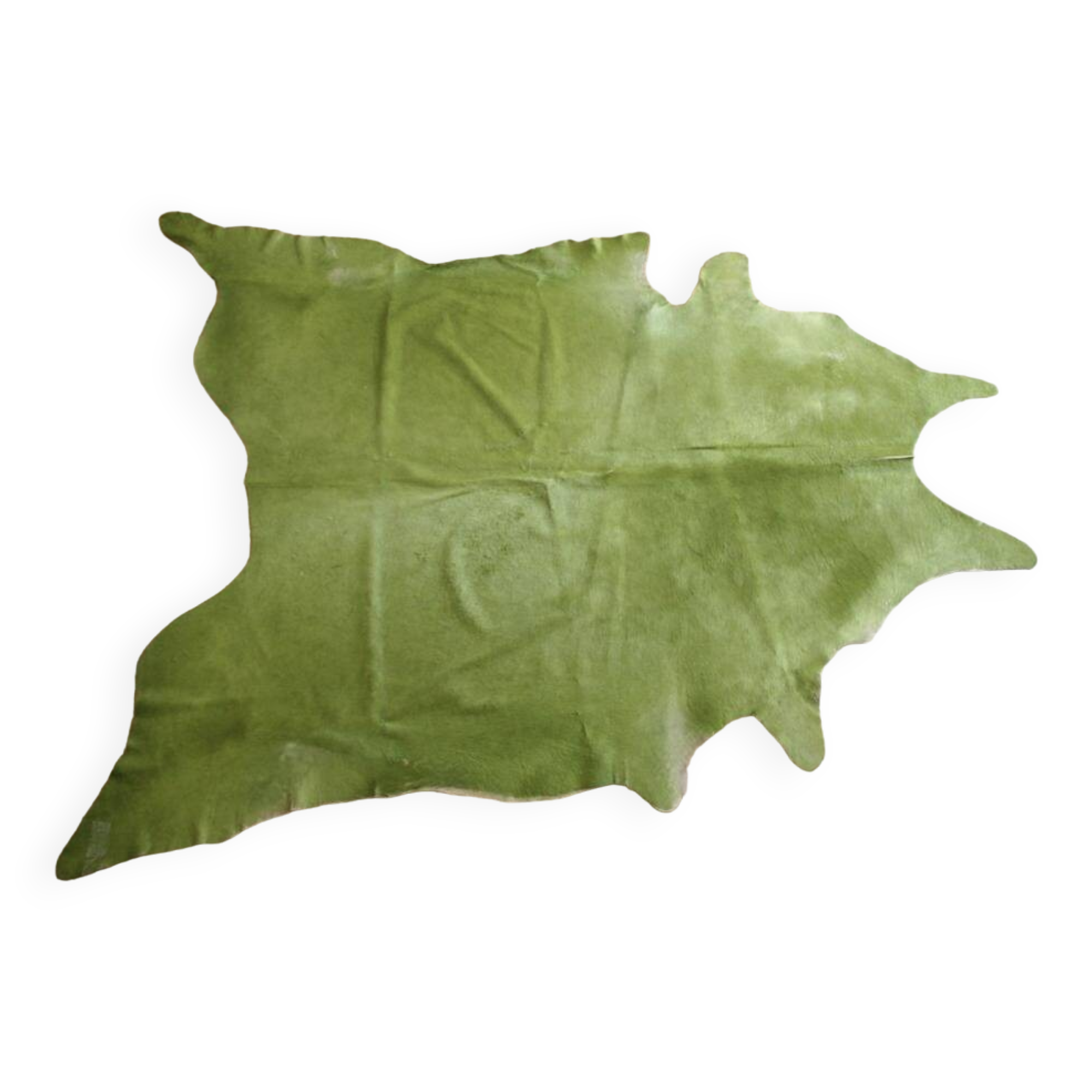 Lime green cow hide rug 278 cm x 233 cm
