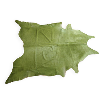 Lime green cow hide rug 278 cm x 233 cm
