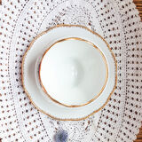 White and gold porcelain sauceboat Genuine SEP porcelain France selection