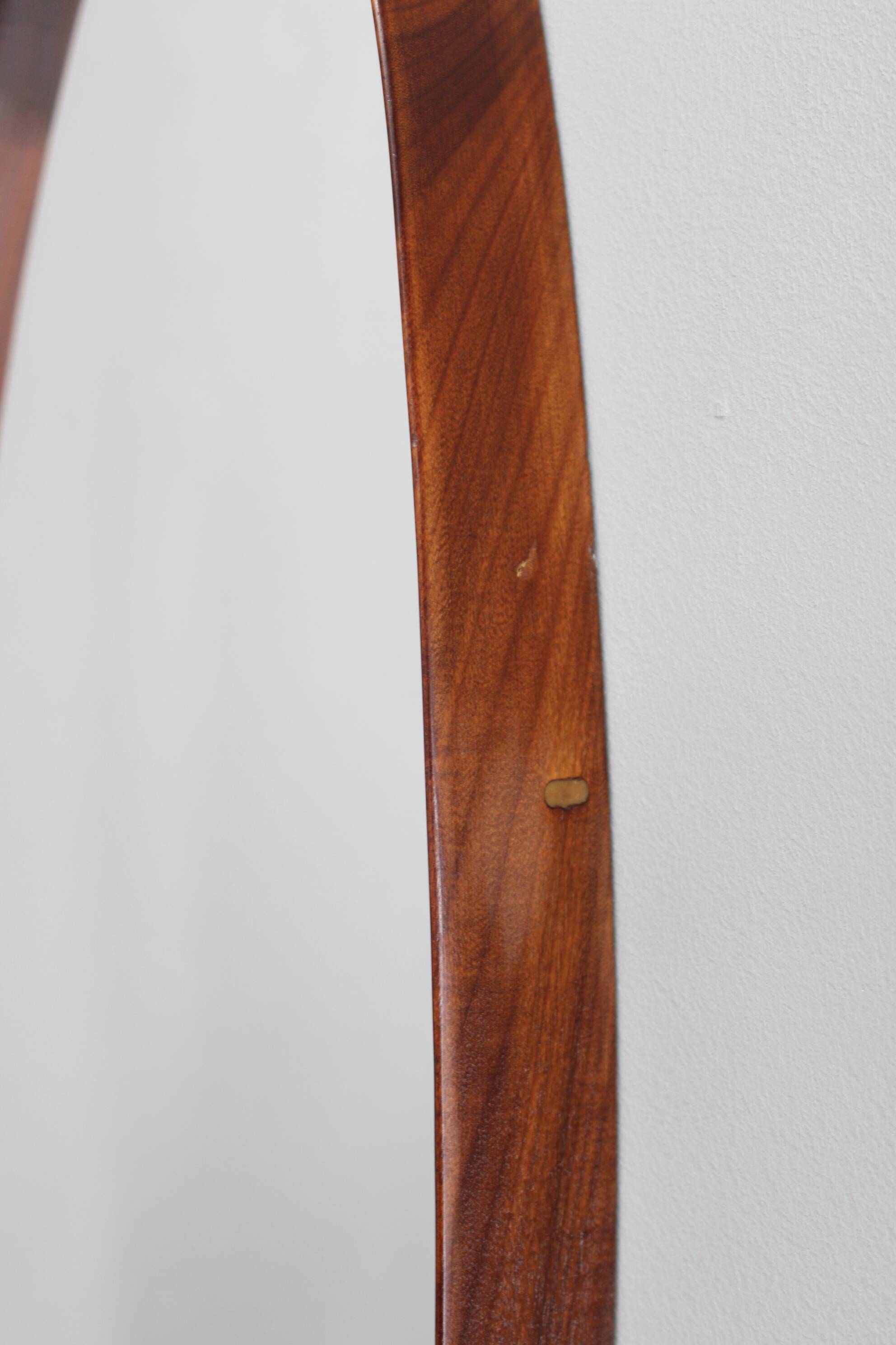 Italian mid-century oval teak wall mirror, 1980s