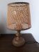Very original vintage metal lamp with its caned lampshade