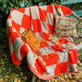 Vintage Granny Square Crochet Wool Throw