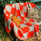 Vintage Granny Square Crochet Wool Throw