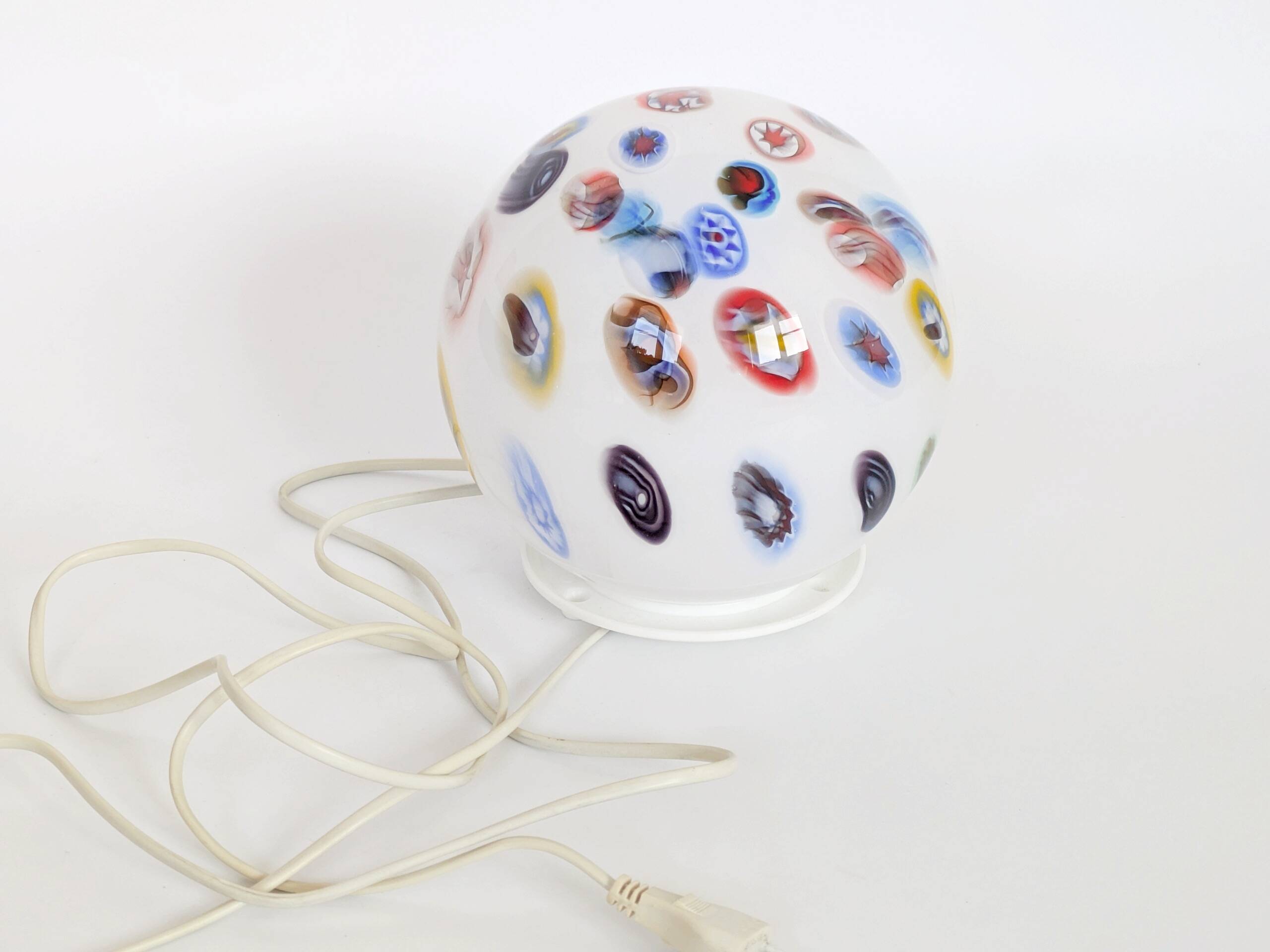 Vintage glass globe table lamp in millefiori style, 1990s.