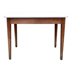 Table de ferme bois brut - blanc