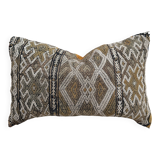 Housse de coussin berbère vintage : coussin marocain en laine, motif Boujad