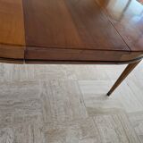 Round table in solid cherry wood Louis XV style and 2 extensions