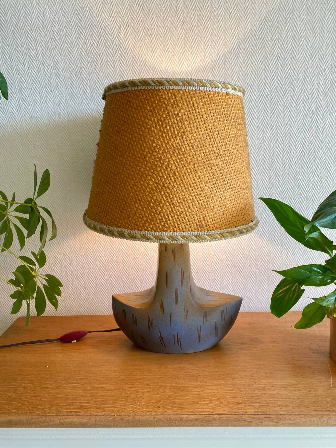 Vintage handcrafted stoneware lamp