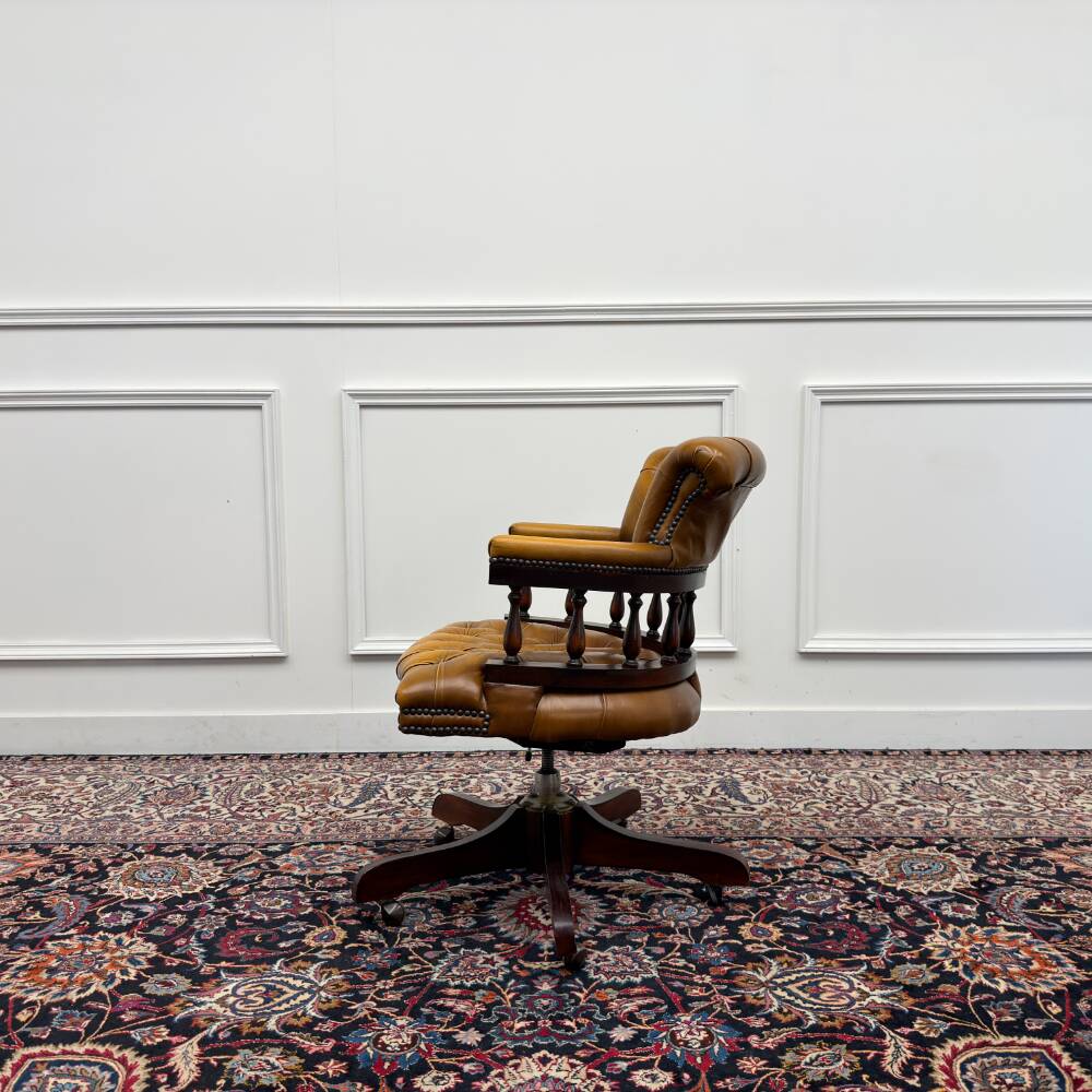 Classic English Brown Chesterfield Desk Chair