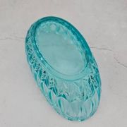 Vintage blue-green turquoise plate in cut and relief glass.