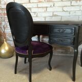 Black Louis XV desk with its medallion chair